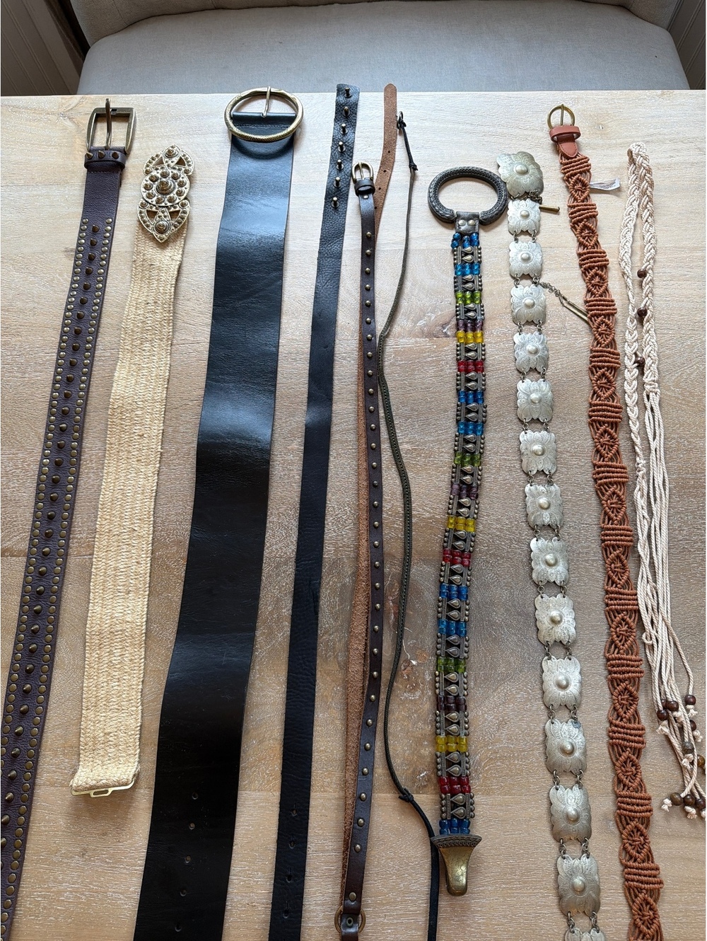 Mixed Boho Fashion Belt Lot Leather Studded Woven Metallic Concho Western Styles